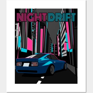 NIssan Fairlady Z 240z Night Drift Posters and Art